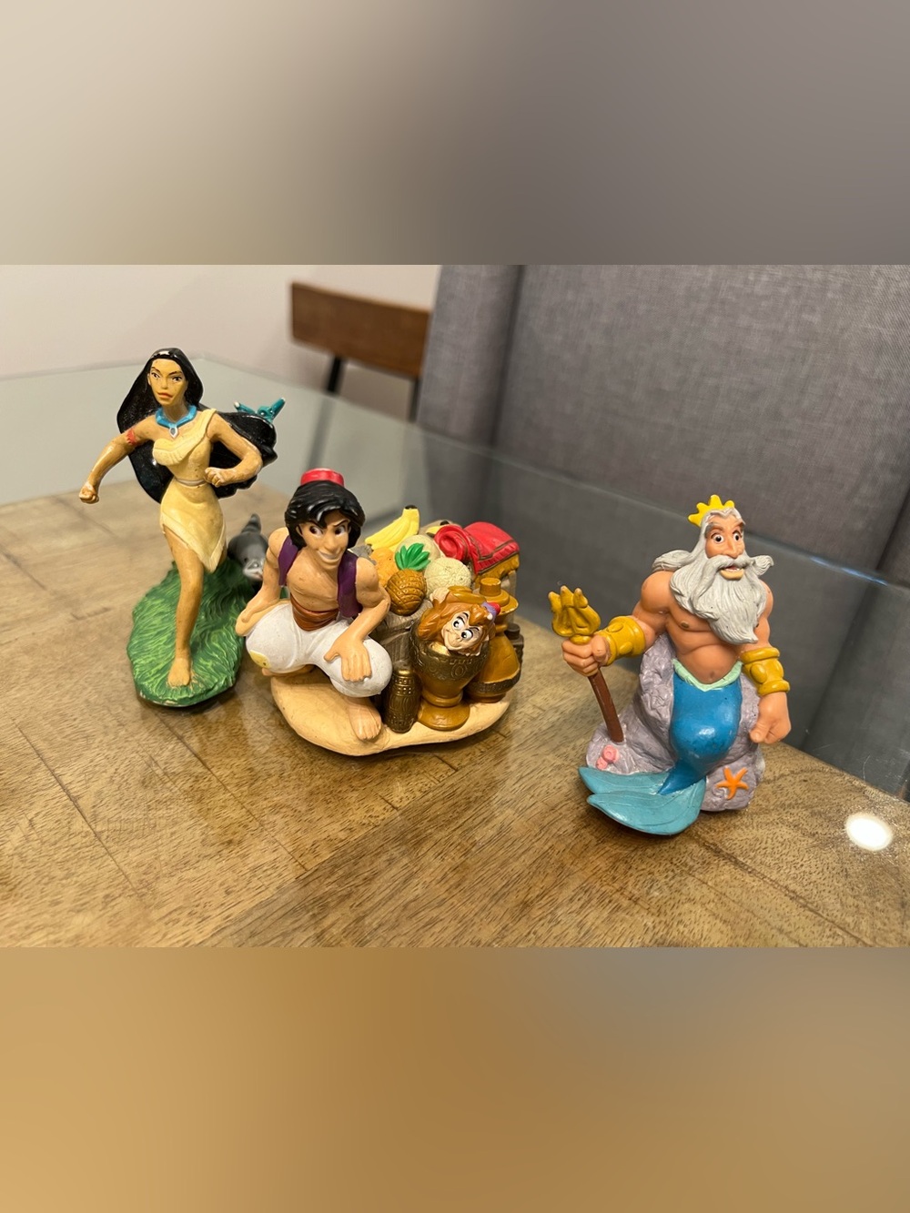 Vintage Disney Pocahontas, King Triton from The Little Mermaid, Aladdin Abu Monk